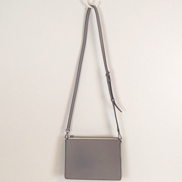 Kate Spade Cameron Double Zip Gray Leather Adjustable Crossbody Bag Purse - Picture 3 of 14